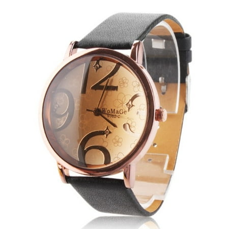Volunteers Ladies Sport Watch Fashion Weave Wrap Genuine Woman Quartz Wrist Watch Leather Bracelet Round Dial Big Numbers Dial Black Band Analog Sport Girl ()