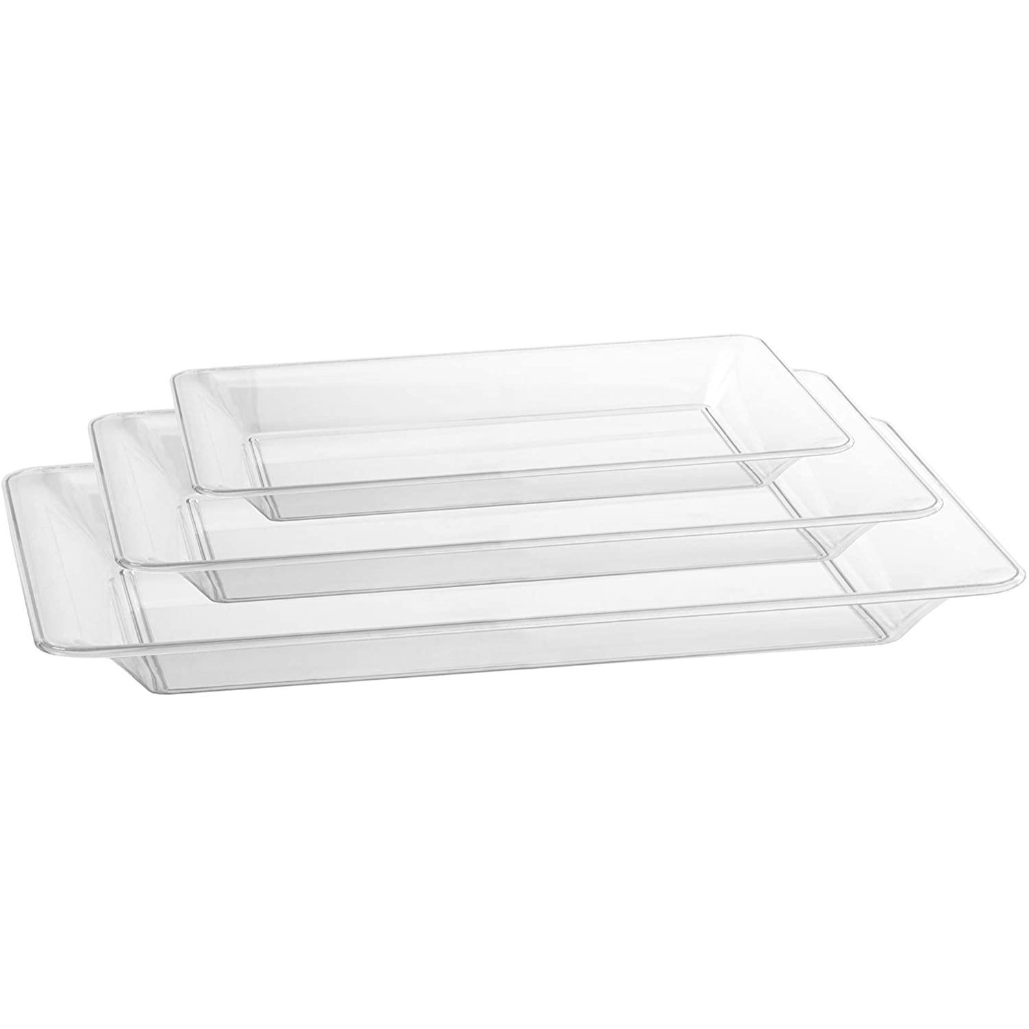 14 inch Clear Flat Elegant Trays with Lid - 25 Pack (370146)