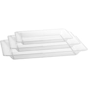 Exquisite Disposable Serving Trays - 10.5 x 8.5 Clear Plastic Platters - 6 Pack