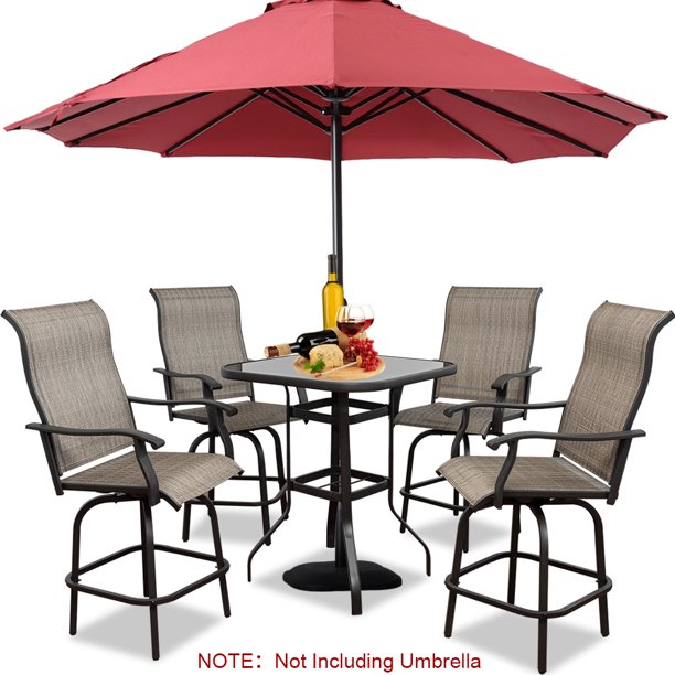 Outdoor Swivel Bar Stools 5-Pack Patio Furniture Set Swivel High Back Outdoor Stools Patio Bar 