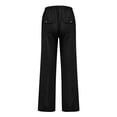 thumbnail image 4 of Pantalones con cordón ajustable de mezcla de lino en color liso para mujer: pantalones de cintura alta, elásticos y de pierna recta con bolsillos, tallas S-XXXXXL, 4 of 4