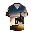 thumbnail image 2 of Lsque Azure Sky Western Desert Cowboy print Men's Cuban Collar Short Sleeve Shirt Summer Beachwear Casual Button Down Fashionable Vacation Leisure Shirt-Large, 2 of 7