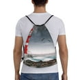 thumbnail image 2 of Kdxio 3d Lighthouse in the Surf Print Drawstring Backpack Bag,Waterproof Draw String Back Sack, Gym Drawstring Bags Swim Bag For Unisex, 2 of 9