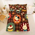 thumbnail image 5 of Homewish Kawaii Dog Rabbit Cat Bed Sheets,Brown Plaid Full Size Sheets,Vintage Animal Decor,4-Piece,1 Flat Sheet, 1 Fitted Sheet and 2 Pillowcases, 5 of 6