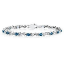 10k White Gold Diamond and Sapphire Bracelet