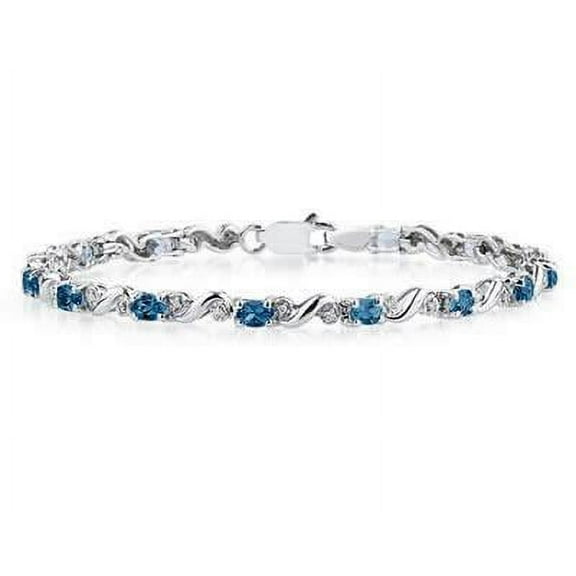 10k White Gold Diamond and Sapphire Bracelet