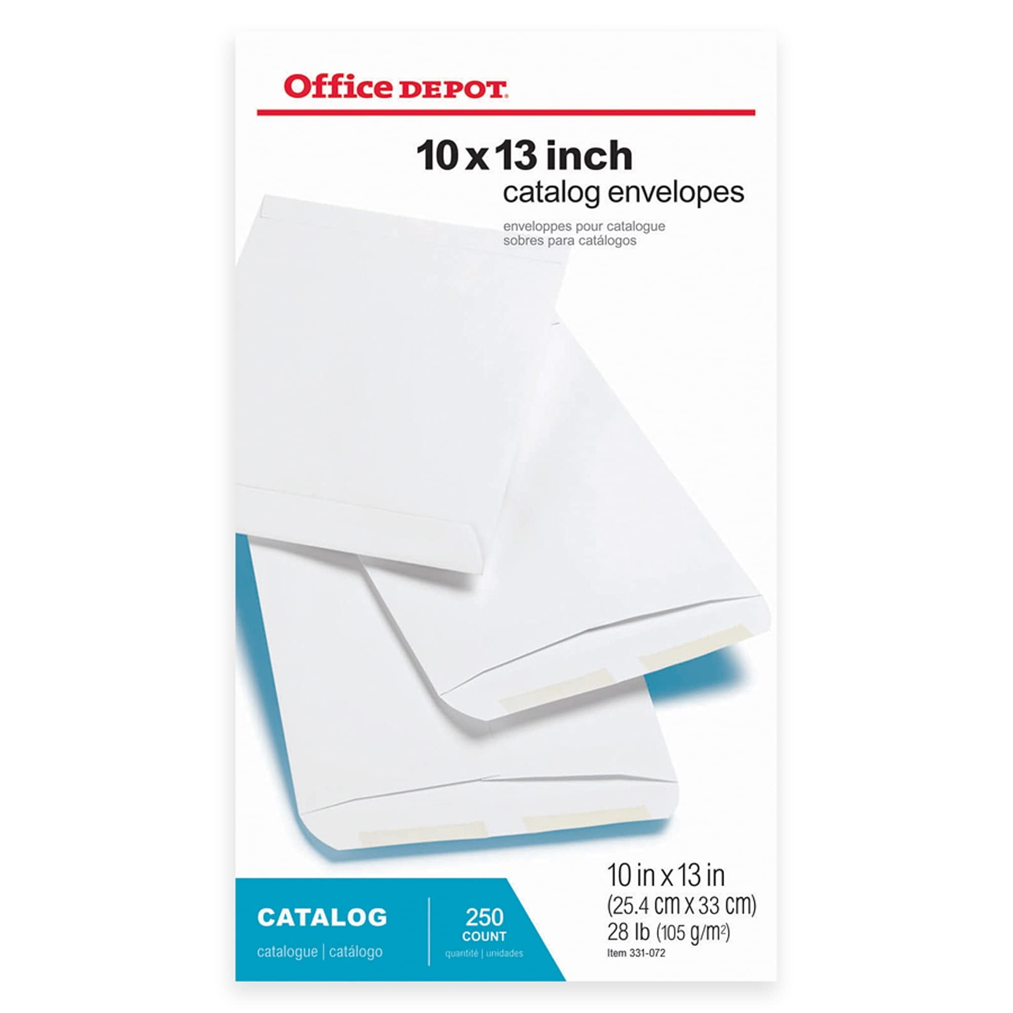 Office Depot Large Format Open-End White Envelopes, 10in. x 13in., Pack Of 250, 77642