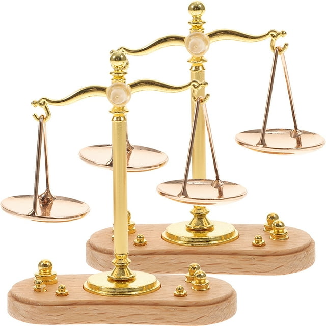 2Pcs Miniature Balance Modèle Miniature Échelle en Métal Micro Décorations de Paysage Jouets pour Enfants