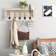thumbnail image 3 of Patiojoy White Wall-Mounted Rustic Wooden Coat Rack Entryway Hanging Shelf With 5 Dual Hooks, 3 of 5