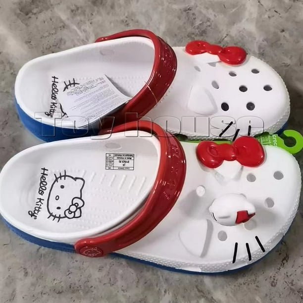 Miniso Hello Kitty Sanrio Sandalias con agujeros Zapatillas Kt Cat Sandalias Kawaii Eva Anime Zapatos de playa para el hogar Zapatillas de verano Regalo para niños adultos