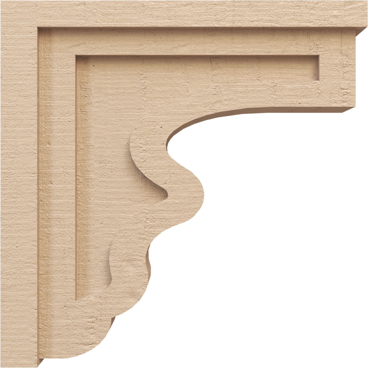 4"W x 16"D x 16"H Thin Highland Rough Cedar Woodgrain TimberThane Corbel, Primed Tan