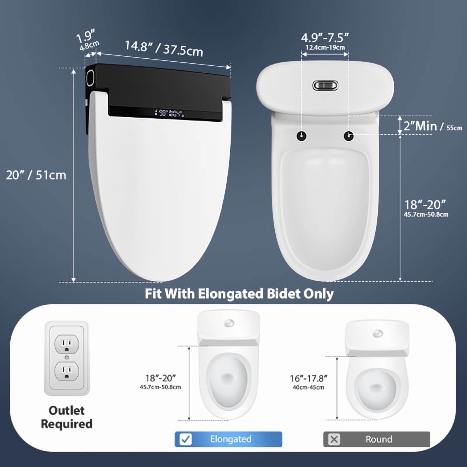 EAYSG Smart Bidet Toilet Seat - Heated Elongated Seat w/ Warm Water & Dryer, Wireless Remote, Feminine & Posterior Wash, Child Mode, Self-Clean