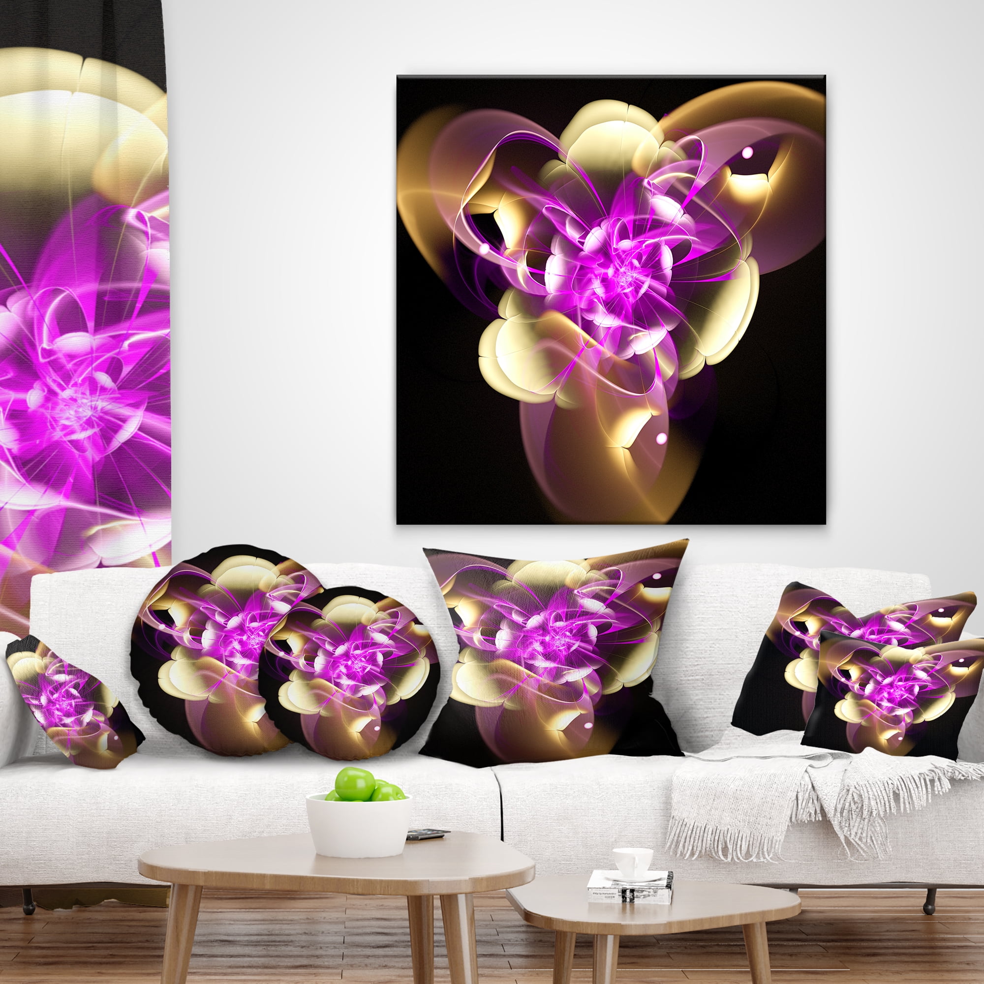 Designart 12" x 20" Abstract Purple Polyester Throw Pillow
