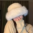 thumbnail image 4 of MANNYA Woman Thicken Bucket Hat Plush Fisherman Hat Keep Warm Hat for Girls Shopping, 4 of 20