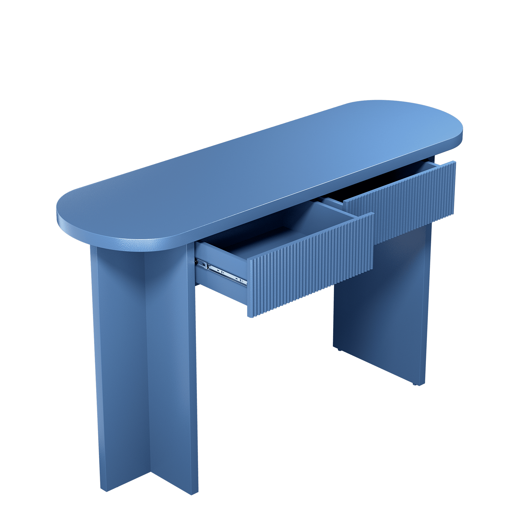 Mintazer 55" Fluted Console Table with 2 Drawers, Modern Entryway Tables with Storage, Sofa Table for Entryway Hallway Living Room, Blue