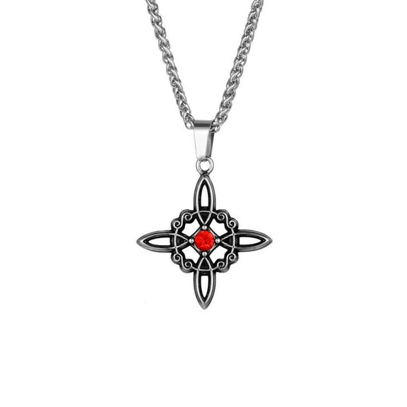 Witches Knot Pendant Necklace - Celtic Cross Witch Jewelry Amulet Gifts for Women