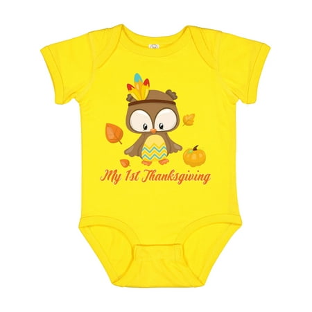 

Inktastic My First Thanksgiving Owl Gift Baby Boy or Baby Girl Bodysuit