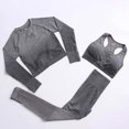 thumbnail image 4 of Conjunto de mallas de gimnasio para mujer, ropa deportiva de entrenamiento de cintura alta, traje de yoga, chándal de dos piezas acanalado gradual sin costuras, 4 of 5