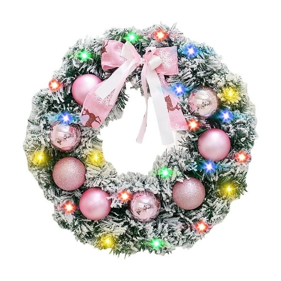 Btomtd 12" Christmas Fake Flowers Wreath for Hotel Window Display, Festive Floral Wreath Christmas Decoration, Large Holiday Flower Wreaths, Garland with Blossoms, C