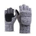 thumbnail image 1 of Winter Knitted Fingerless Gloves Insulation Warm Mittens Flap Cover Unisex，Light Grey, 1 of 4