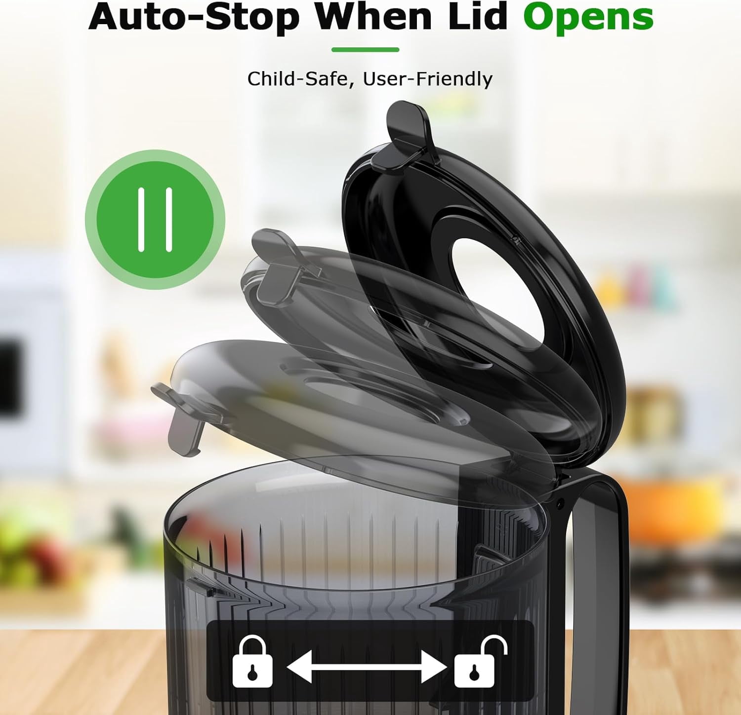 Cold Press Juicer Machines: 5.1" Wide Feed Chute Slow Masticating Juicer for Whole Fruits & Vegetables, Easy to Clean, High  Yield, ,