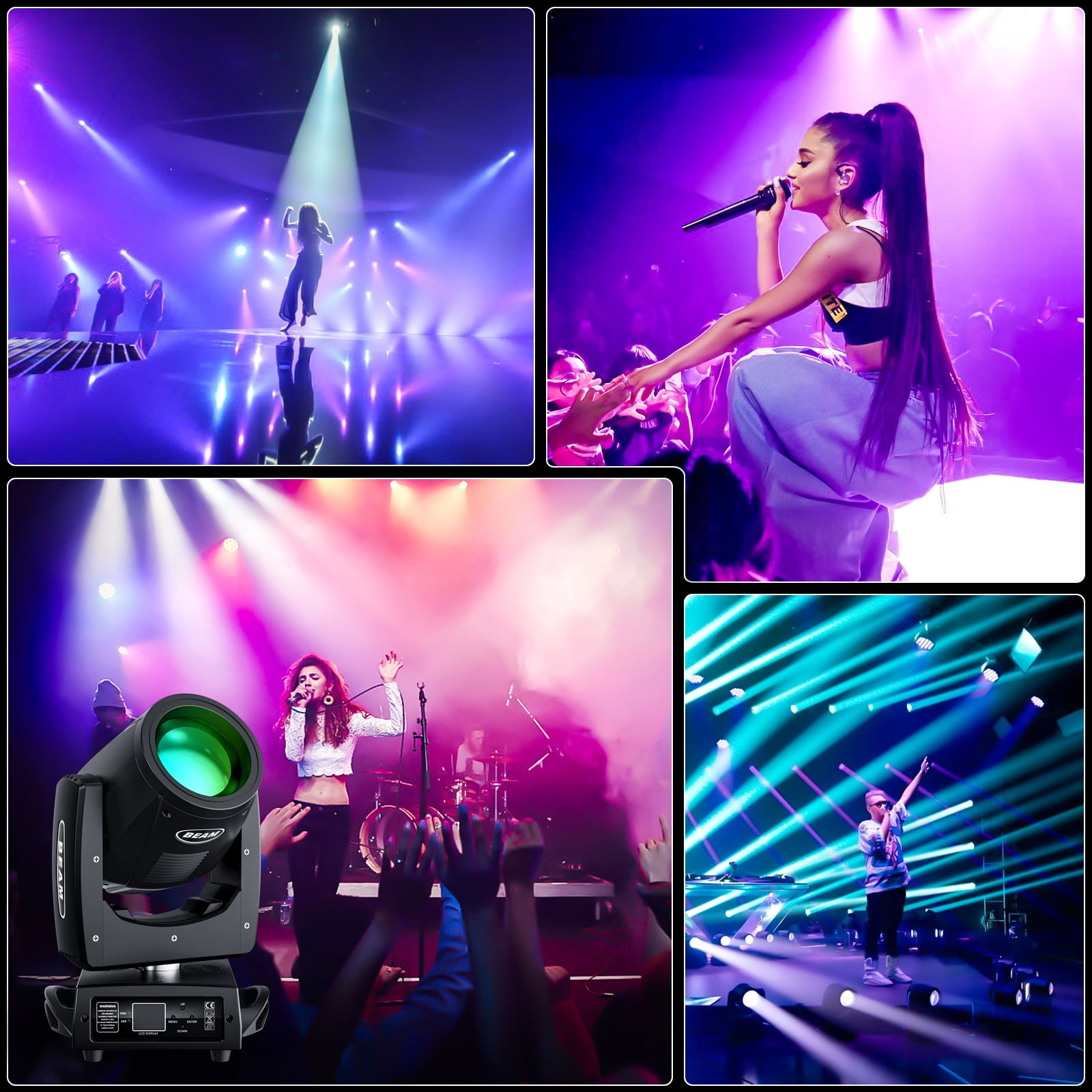 7R 230W Beam Sharpy Moving Head DJ Lights,LED Stage Light 17 Gobos and 14 Colors DMX512 Control for Wedding Disco Club Lighting Party Christmas, Black, 1Pack