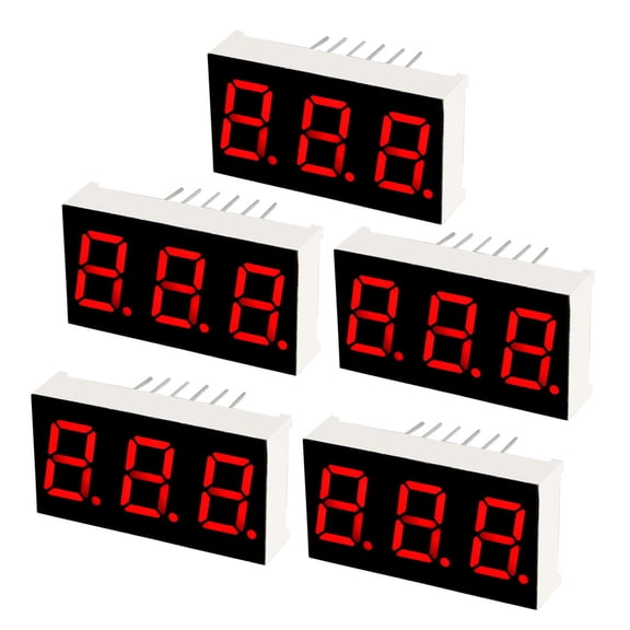 Common Cathode 12 Pin 1.18 x 0.63 x 0.28 inch Red Display Digital Tube 5Pcs