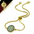 thumbnail image 2 of Stainless Steel Yellow Gold-Tone Multi-Color CZ Evil Eye Protection Adjustable Bracelet, 9.0", 2 of 2