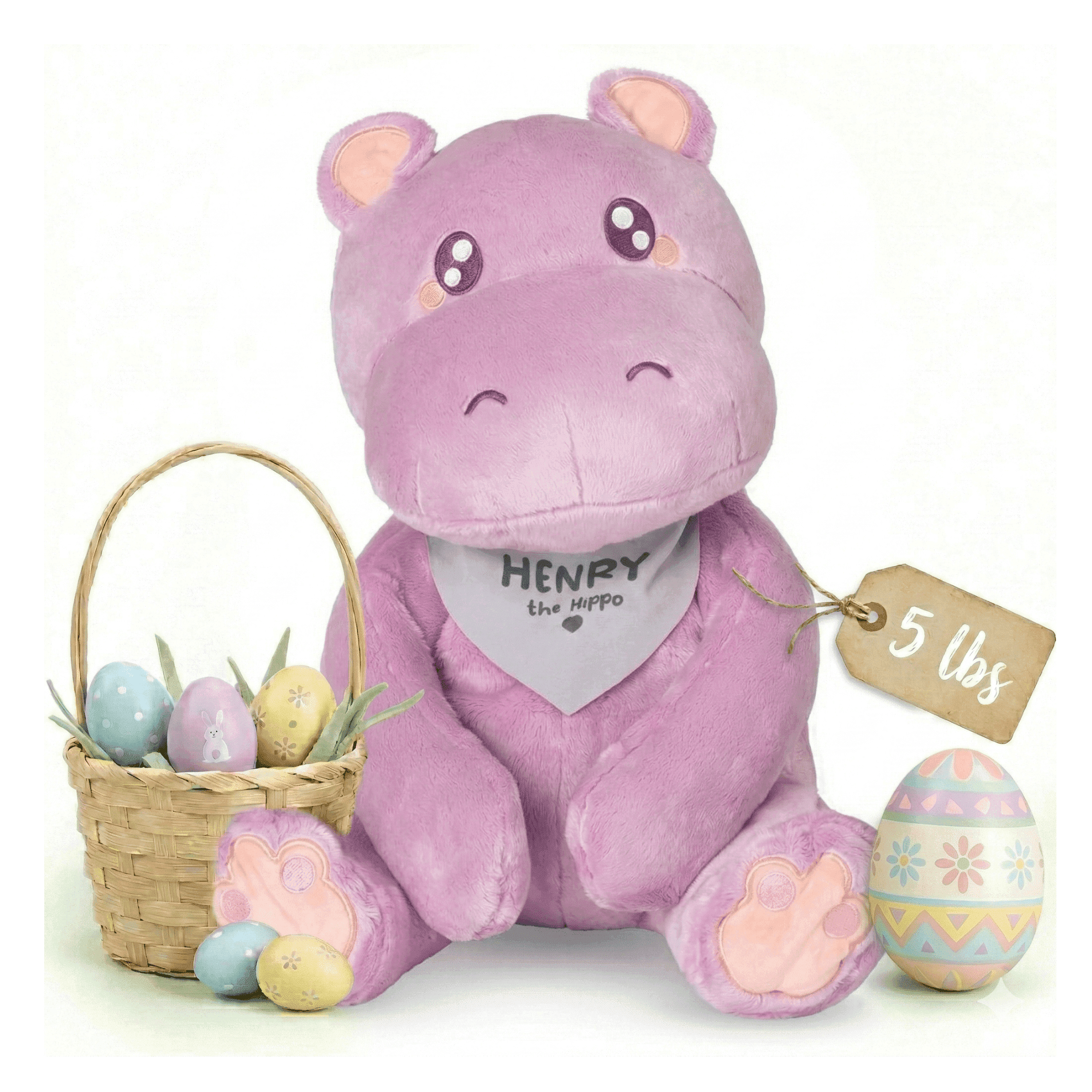 Lilly’s Love 5lb Weighted Stuffed Animal for Anxiety Relief, Henry The Hippo, Sensory Plush for Kids & Adults