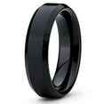 thumbnail image 2 of Tungsten Wedding Band 6mm Black Tungsten Ring Tungsten Carbide Ring Beveled Shiny Polish Men and Women Comfort Fit, 2 of 3