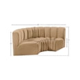 thumbnail image 3 of Meridian Furniture Arc Camel Velvet Modular Sectional, 3 of 9