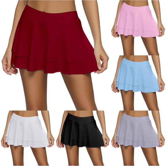 Skirt Comfort Pleated A Line for Daily Wear Summer Casual Women's Solid Color Skirt