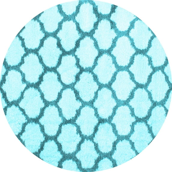 Ahgly Company Indoor Round Trellis Light Blue Contemporary Area Rugs, 3' Round