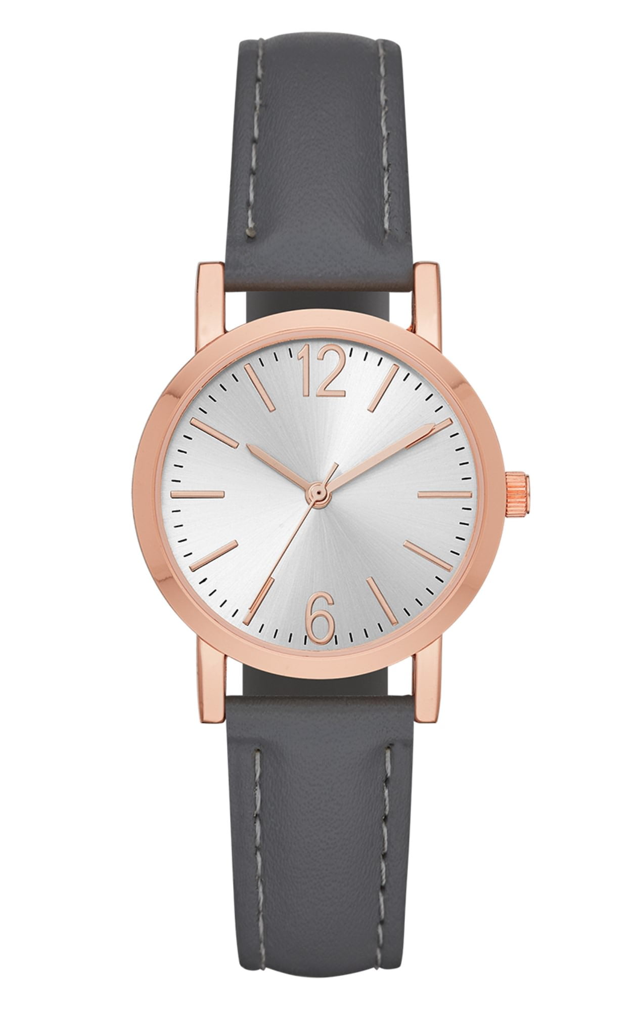 Women's Casual Watch with Grey Vegan Leather Strap and Easy Read Dial ...