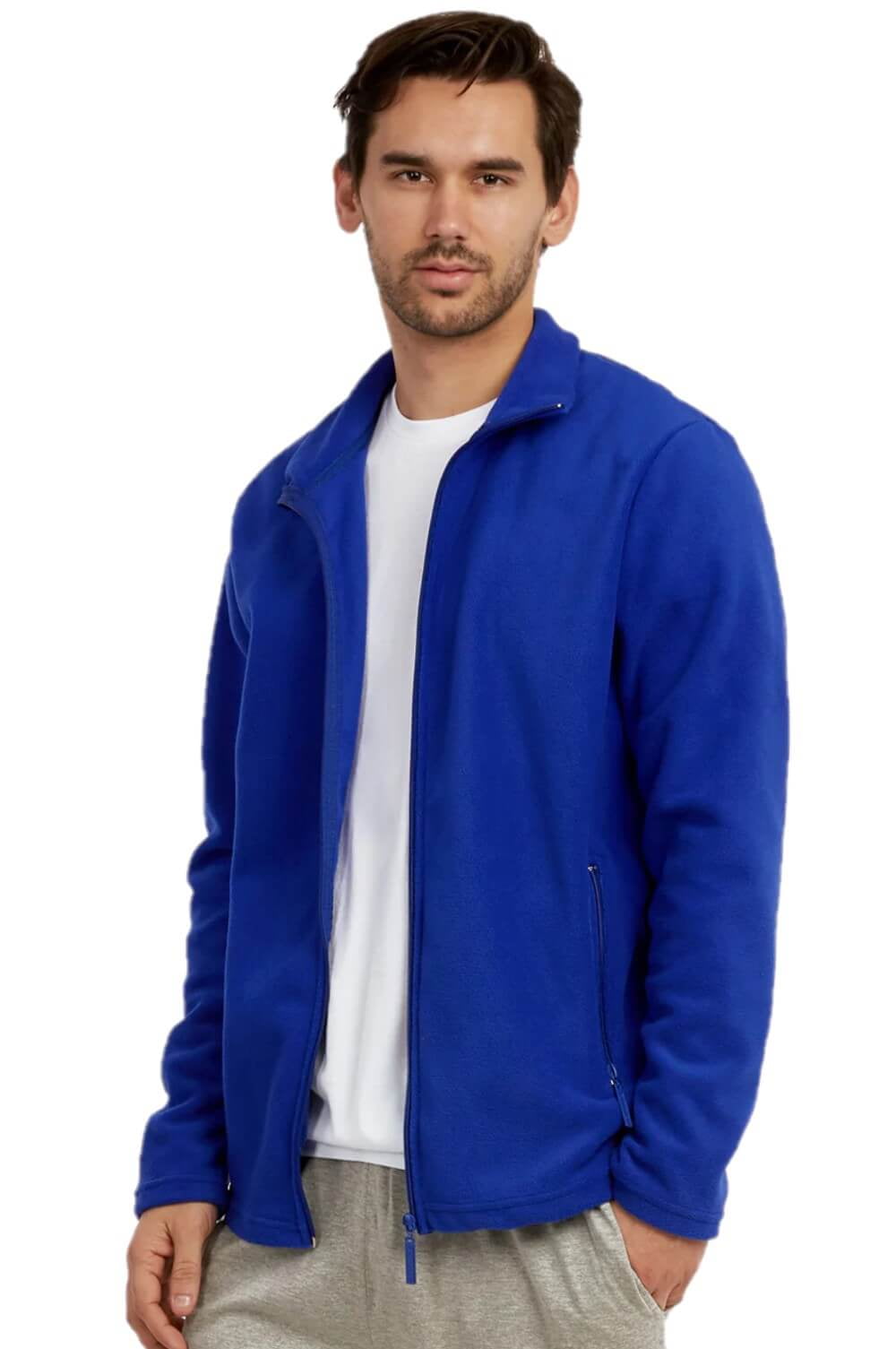 Men's Full-Zip Polar Fleece Jacket, Royal Blue 2XL, 1 Count, 1