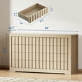 thumbnail image 2 of 8-Drawer Fluted Dresser, Handleless Wood Storage Cabinet with Natural Oak Finish for Bedroom and Living Room Organization, 2 of 7