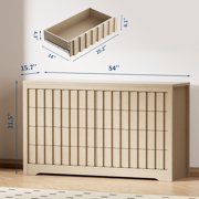 Fluted 8-Drawer Dresser - 54 Long Mid Century Modern Wooden Chest of Drawers, Wide Vintage Bedroom Storage Organizer with Smooth Gliding Drawers, Wood TV Stand for Living Room