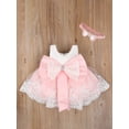 thumbnail image 2 of Bagilaanoe Newborn Baby Girl Party Dress Floral Print Sleeveless A-line Princess Dresses + Hairband 3M 6M 12M 18M 24M Infant Lace Patchwork Tulle Skirt, 2 of 6