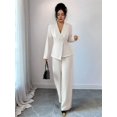 thumbnail image 6 of Women'S Elegant 2-Piece Outfit, Long Sleeve Blazer & Straight-Leg Pants Set White L, 6 of 8