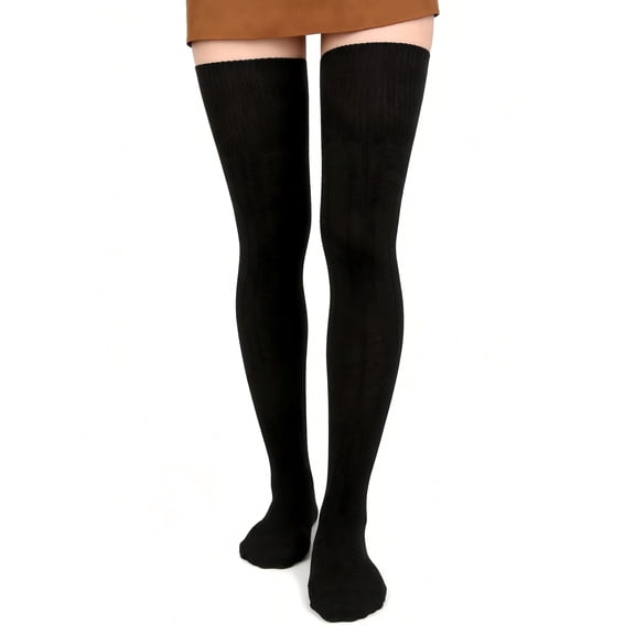 DOVACKA Women's Extra Long Thigh High Socks, Thick Cotton Knit Warm Over Knee Boot Stockings Leg Warmers for Daily Cosplay
