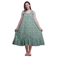 thumbnail image 1 of Bimba Bleu Sarcelle Poussiéreux Papillons Rayé/à Pois et Coloré Mi-Mollet Vêtement de Nuit Femme Coton Imprimé Sans Manches Robe de Nuit Maxi Taille Très Grande, 1 of 6