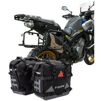 Tusk Pannier Racks with Tusk Pilot Pannier Bags and Bottle Holders Black/Grey For CFMOTO IBEX 800 E 2025