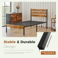 thumbnail image 6 of edx Twin Size Metal Bed Frame with Wooden Headboard, Under Bed Storage, 700LBS Support, Noise-Free, No Box Spring Needed, Easy Assembly, Brown, 6 of 9