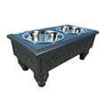 thumbnail image 2 of Iconic Pet Raised Wooden Pet Double Diner with Stainless Steel Bowls - Charcoal Gray - Medium, 2 of 10