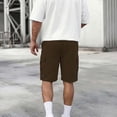 thumbnail image 3 of WIZUTIZ Men's Cargo Shorts Solid Color Multi-Pocket Lace-Up Elastic Waist Summer Casual Loose Fit Breathable Lightweight Pants, 3 of 4