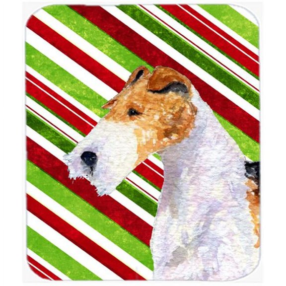 Fox Terrier Candy Cane Holiday Christmas Mouse Pad, Hot Pad Or Trivet