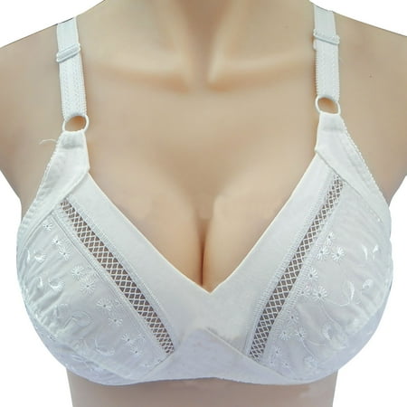 HCURIBAD Wireless Bras Clearance! Women s Full Cup Bra Wide Straps Wired Padded Plus Size Comfort Everyday Bra Push up Bra Backless Bra Bras for Women White B