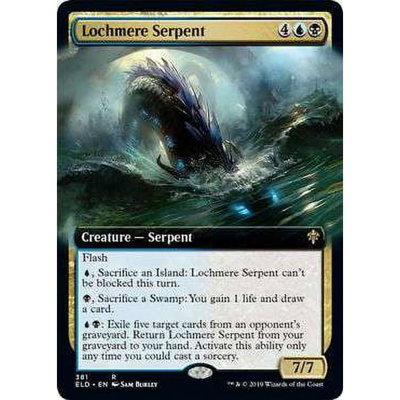 MtG Throne of Eldraine Rare Lochmere Serpent (Extended Art Foil) #381