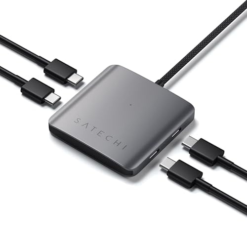 Satechi 4-Port USB-C Hub with 100W Power Delivery Pass-Through & 10Gbps USB 3.2 Gen 2 Data Transfer for MacBook Pro/Air, iPad Pro, Surface, Chromebook & More (Space Gray)