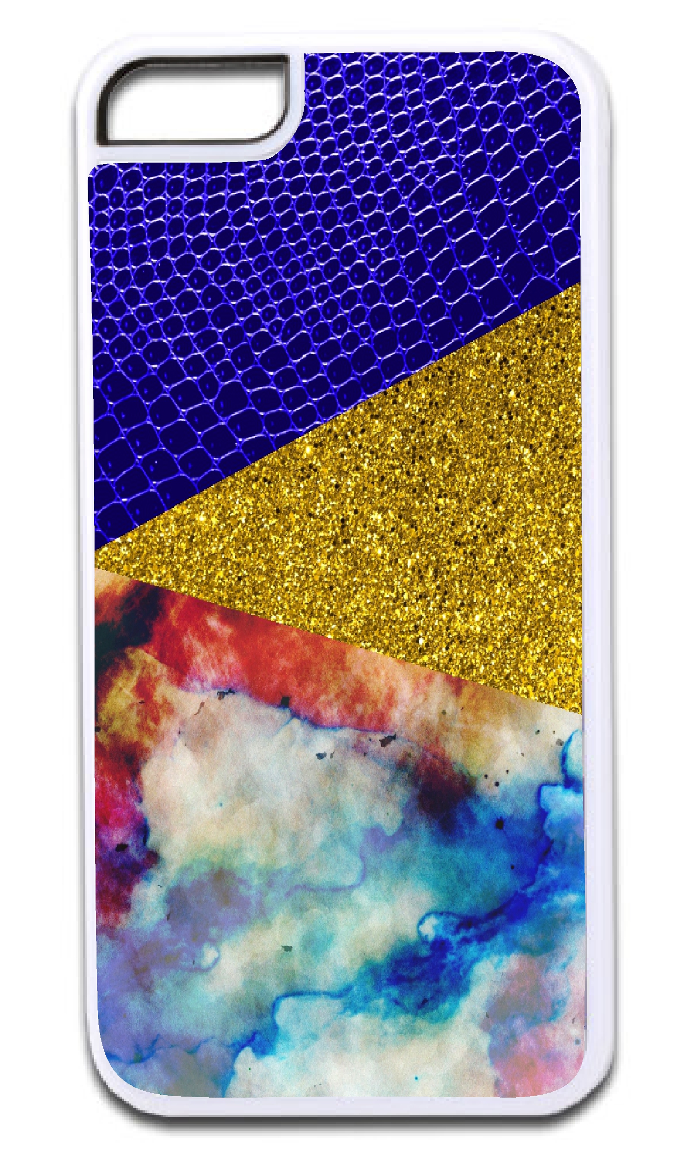 Blue Snakeskin Faux Gold Glitter and Colored Marble Print Design White Rubber Case for the Apple iPhone 7 Plus / 7+ / iPhone 8 Plus / 8+ iphone 7p Accessories - iphone 8p Accessories - image 1 of 2